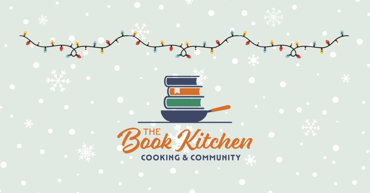 the book kitchen logo with christmas lights.