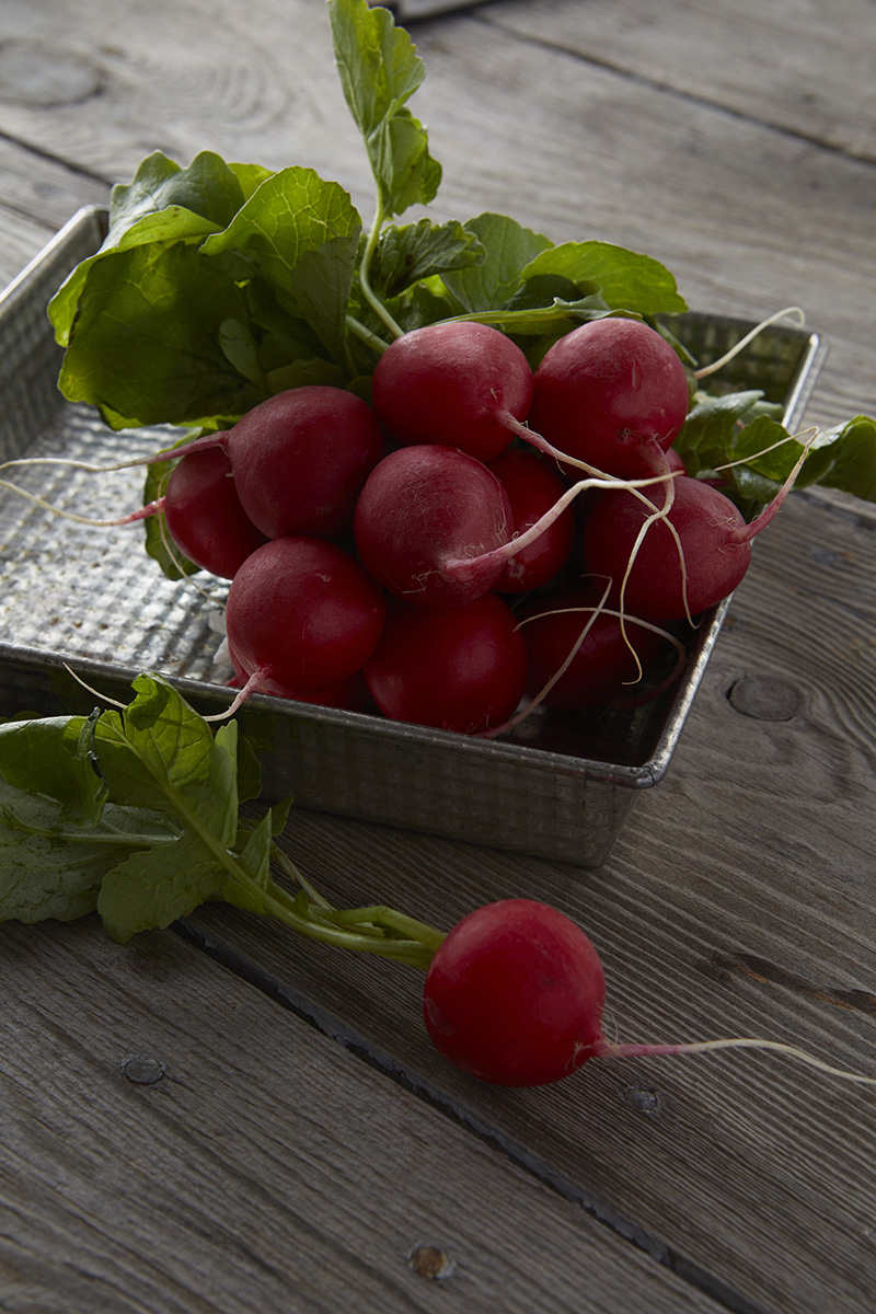 Fresh radishes on a table