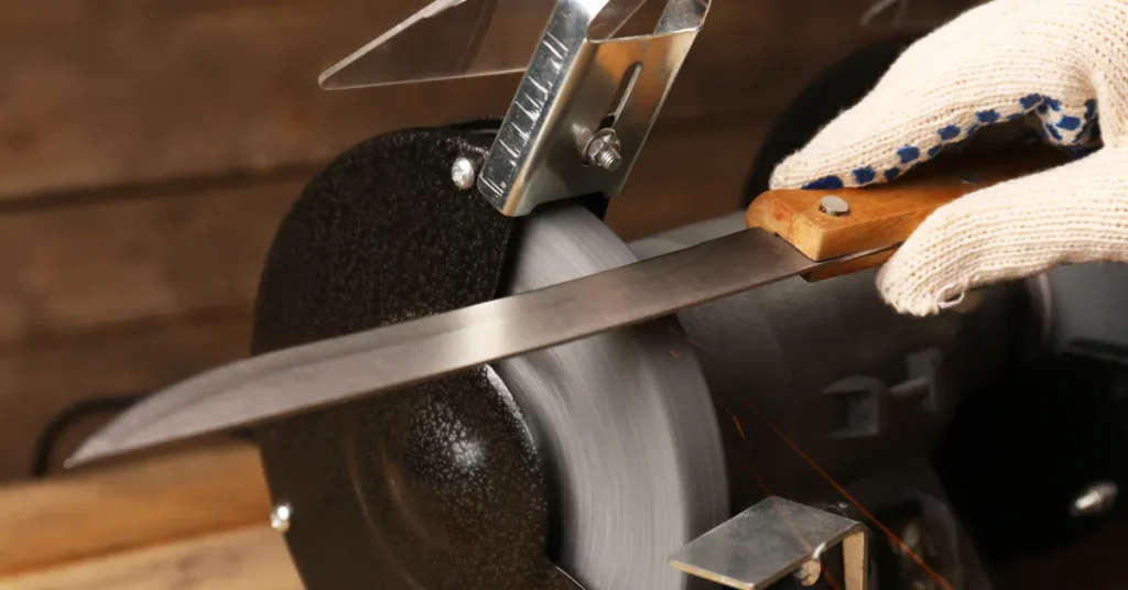 knife being sharpened