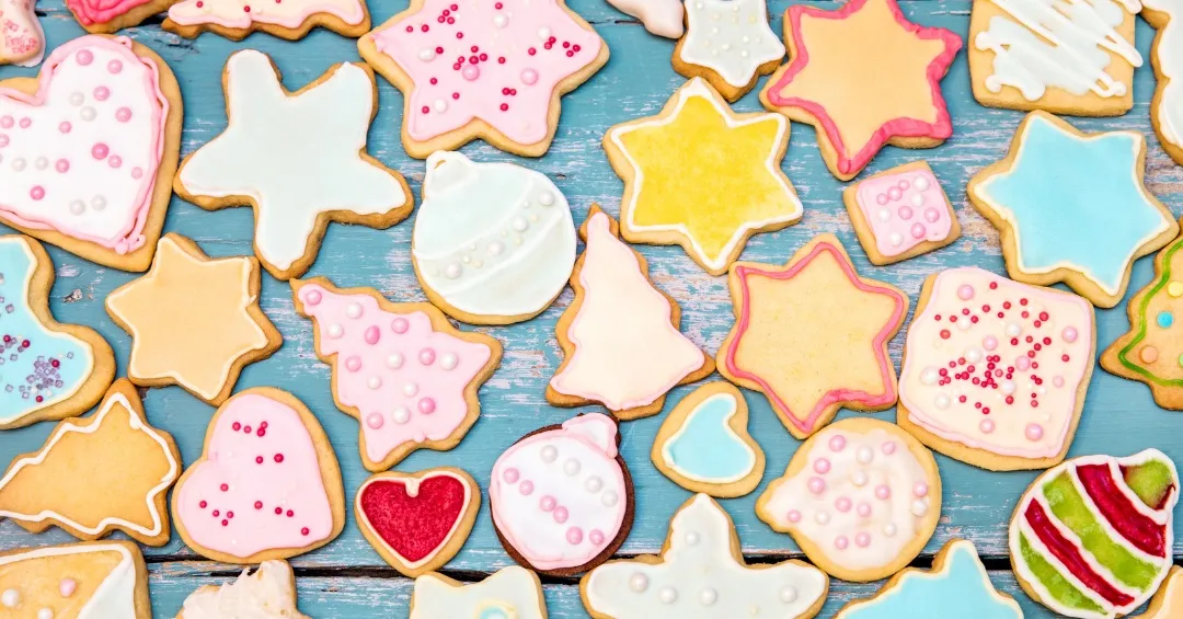 Kids decorated holiday cookies