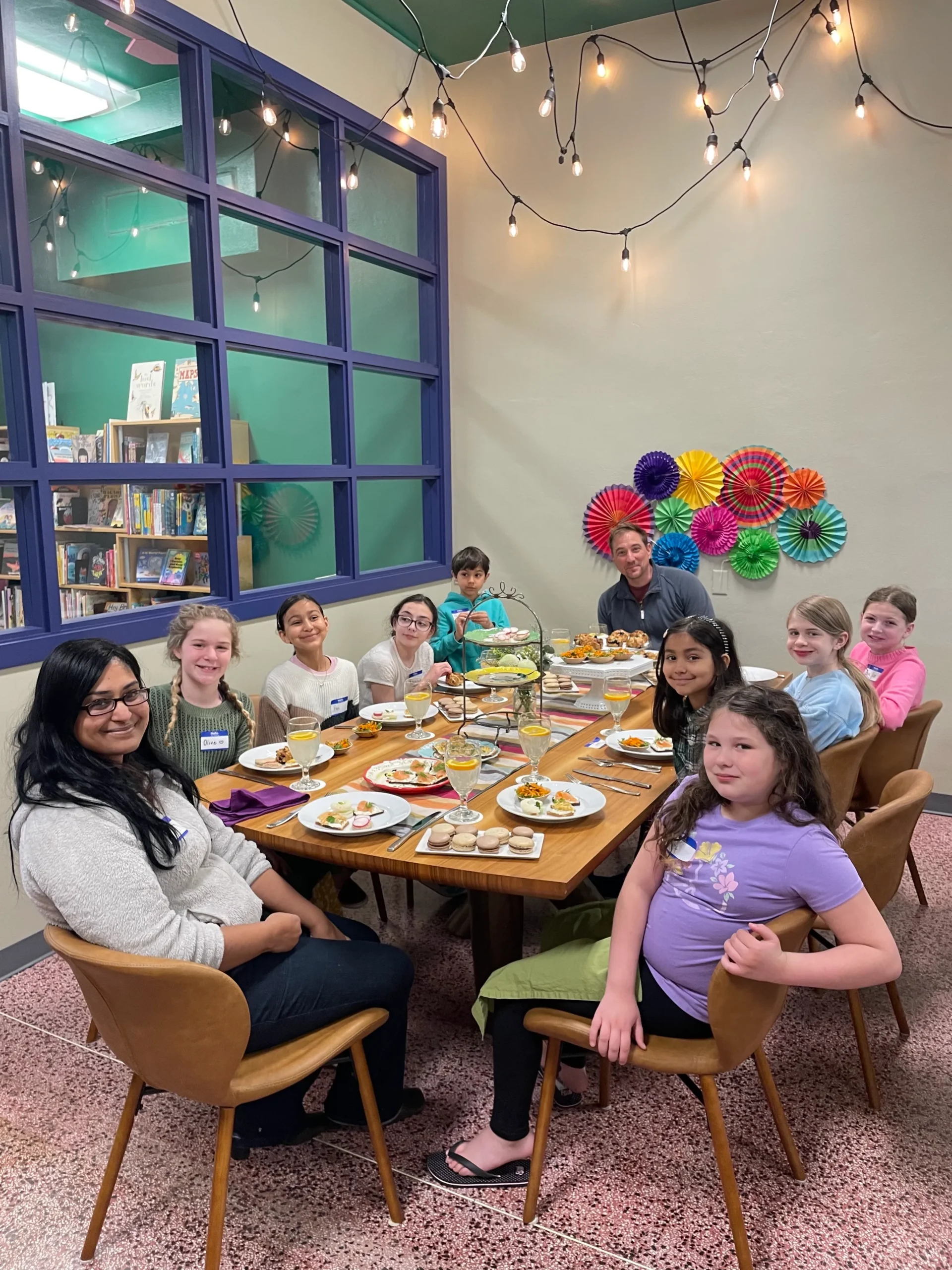 kids at a private birthday party at the book kitchen.